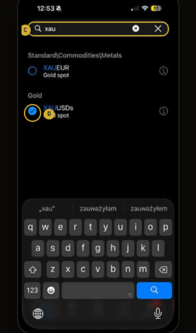 MT5 symbol search