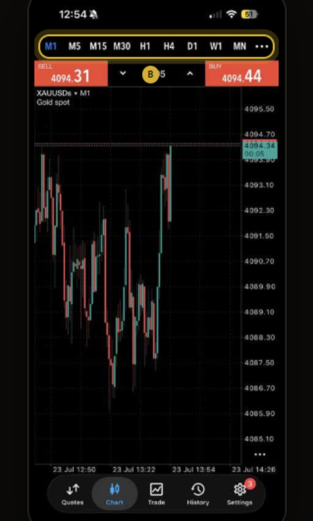 Timeframe bar in MT5